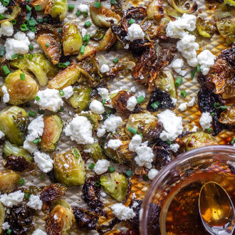 Hot Honey Roasted Brussels Sprouts