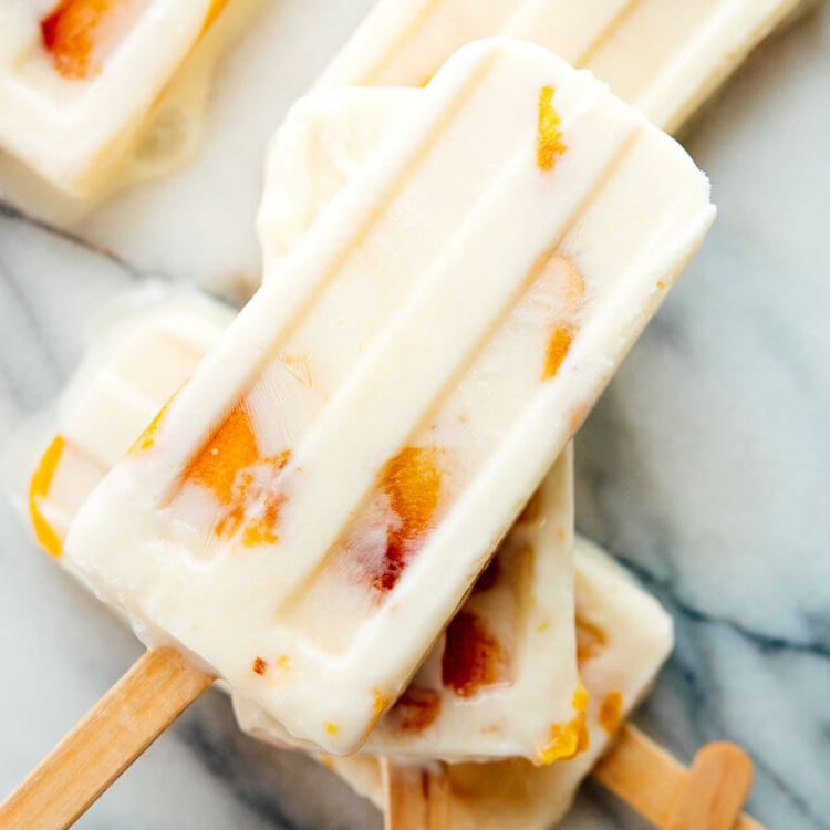 Creamy Peach and Honey Popsicles