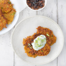 Sweet Potato Latkes, 2 Ways