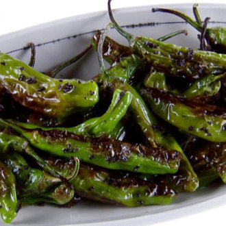 Blistered Shishito Peppers with Basil Salt